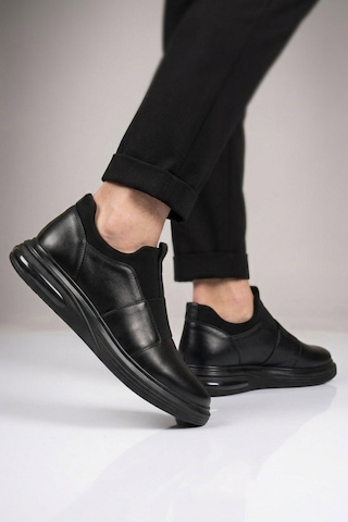Voyager Siyah Hakiki Deri Slip-on Konfor Taban Erkek Casual Ayakkabı Sneaker 6961 M
