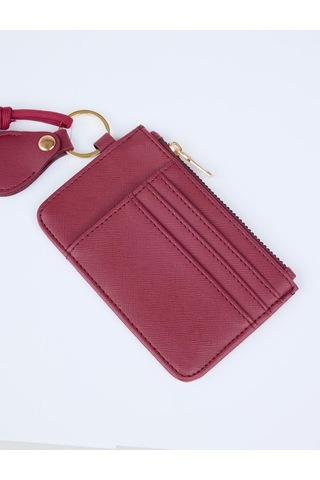Jimmy Key Jimmy Key Bordo Deri Görünümlü İp Detaylı Fermuarlı Cüzdan 5ww365930562