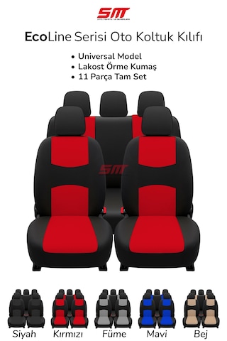 Ecoline Serisi Universal Oto Koltuk Kılıfı Kırmızı