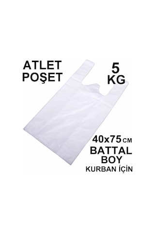 Beyaz Atlet Poşet Battal Boy 40x75 Cm 5 Kg Kurban