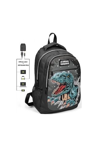 Coral High Erkek Çocuk Dinazor Desenli 3'lü Çanta Takımı - Usb So