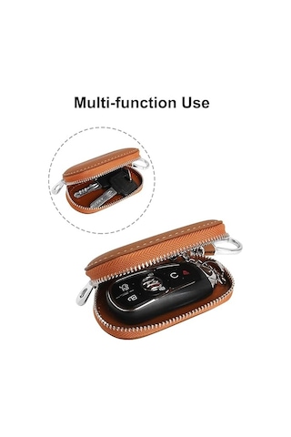 Araba Anahtarı Kılıfı, Pu Deri Evrensel Anahtarlık Araba Çantası, Erkekler İçin Vintage Stil Fermuarlı Anahtar Çantası Diğer
