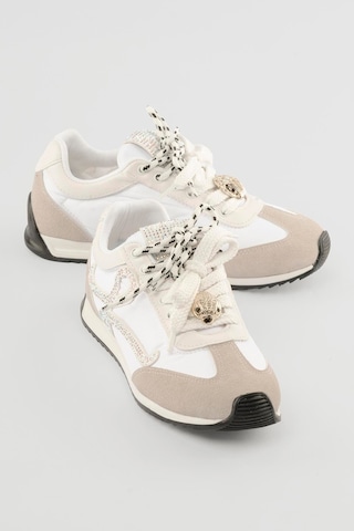 Mubiano Kadın Anorak Sneaker Süet Detaylı Kuş Aksesuarlı Bağcıklı Spor Ayakkabı Aquila Beyaz Beyaz