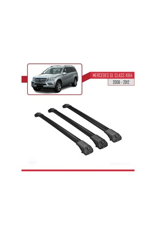 Mercedes Gl Class X164 2006-2012 Arası İle Uyumlu Ace-1 Ara Atkı Tavan Barı Siyah 3 Adet Bar