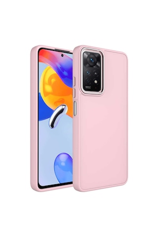 Goocamp Redmi Note 11 Pro 5g Kılıf Metal Çerçeve Ve Buton Tasarımlı Silikon Luna Kap Pembe