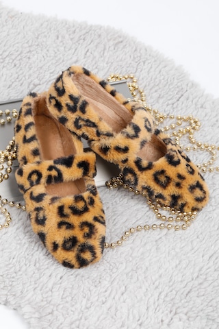 Leopar Ultra Yumuşak Peluş Kadın Ev Babeti Hafif Taban Panduf Leopar