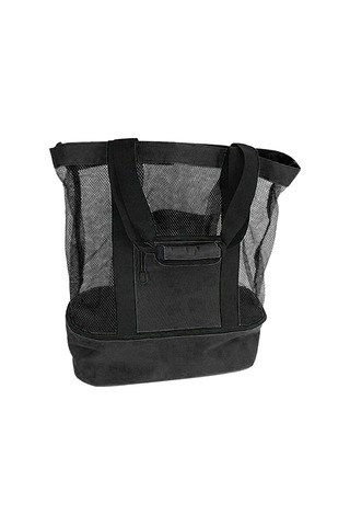 Dachuang 2 Arada 1 Serin Piknik Çantası Plaj Çantası Büyük Boy Hafif Mesh Plaj Tote Çanta Piknik Bakkal Havuzu Parti Black