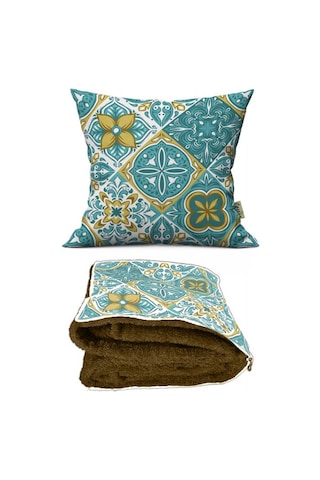 Modern Desenli Opsiyonel Battaniyeli Hediye Yastık 38x38cm Hediye Paketi-Hediye Paketi