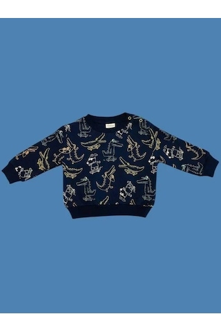 Cantoy Erkek Bebek Dinazor Desenli Sweatshirt-15354 Lacivert