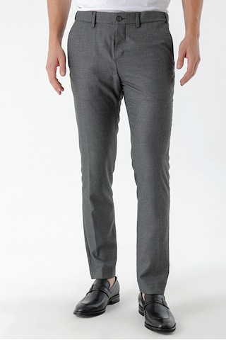 Morven Erkek Siyah Beard Desenli Slim Fit Classic Pantolon Siyah