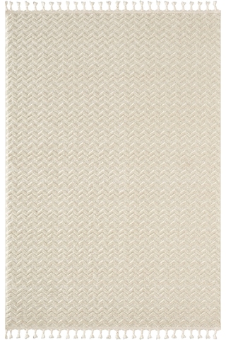 Wool Wl009a Beyaz Modern Desen Kabartmalı Doku Pamuk Tabanlı Kaymaz Halı-783 Beyaz
