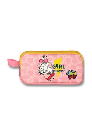 Ümit Çanta Kral Şakir Girl Power İki Bölmeli Kız Çocuk Kalem Çantası - Pembe/sarı