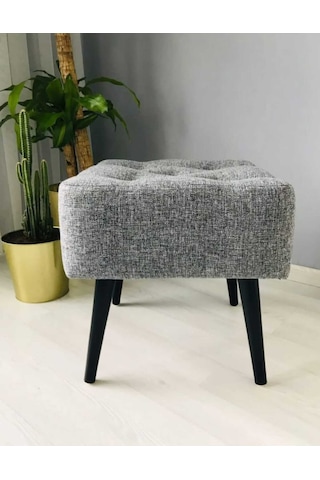 Artego Geniş Oturum Alanlı Siyah Ağaç Ayak Gri Kare Puf Bench gri