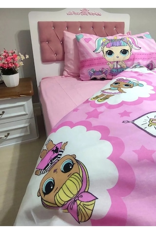 Lionas Tek Kişilik Lol Bebek Nevresim Takımı Çarşafı Lastikli Pembe
