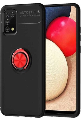 Samsung Uyumlu Galaxy A02s Kılıf Zore Ravel Silikon Kapak Siyah-Kırmızı
