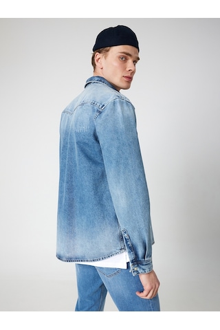 Slim Fit Erkek Gömlek U.kol Mavi
