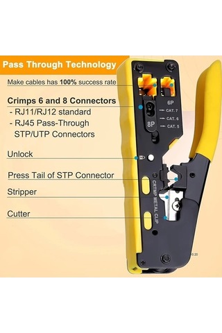 Besthome1 Modüler Veri Kablosu Crimper, Siyah Rj11-rj45 Tel Stripper