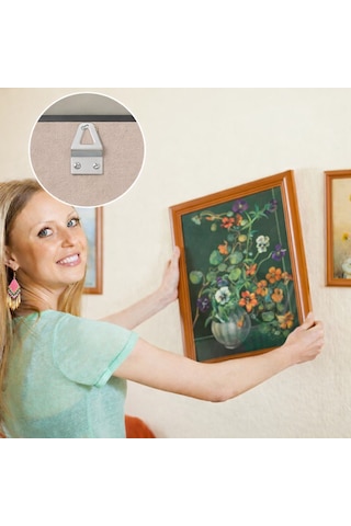 10 Adet Kıvrık Model Metal Tablo Kancası Vidalı Çerçeve & Fotoğraf Askı Aparatı Metal