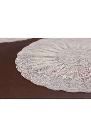 8 Kişilik Amerikan Servis Supla Ve Runner Seti Bej Renk 9 Parça S Bej