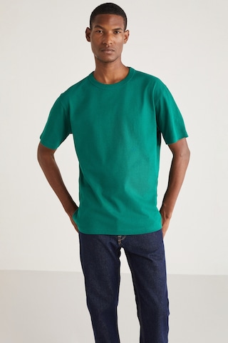 Grimelange Astons Erkek Relaxed %100 Organik Pamuk Kalın Süprem Dokuma Yeşil T-shirt Yeşil