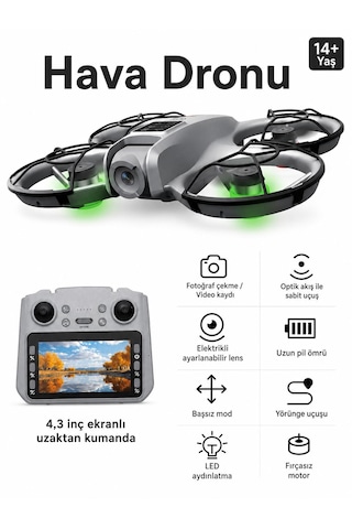 M2 Dron Hava Aerial Drone 1080p Full Hd Yükseklik Koruma 360 Derece Dönüş Başsız Mod 6 Ekseni Jiroskop Led Işıklar Yörünge Uçuşu Fotoğraf Video Çekimi Hobi Oyuncak Dron