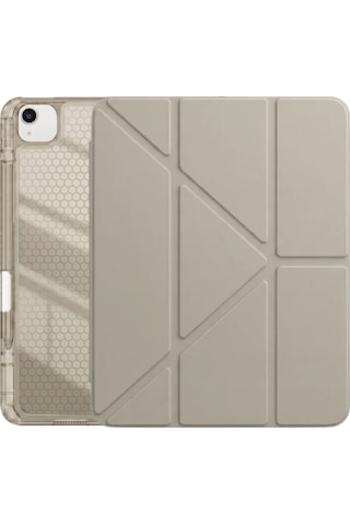 Ps Apple Uyumlu iPad Air 13 İnç M4 / M3 / M2 Tri Folding Standlı Kılıf - Bej Kapaklı Kılıf