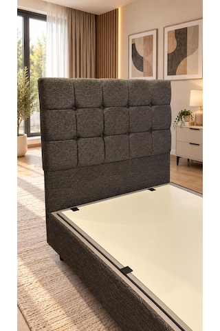 Beehanem Bengü 100x200 Tek Kişilik Baza Başlik Yatak 3 Lü Set Antrasit Antrasit 100 X 200