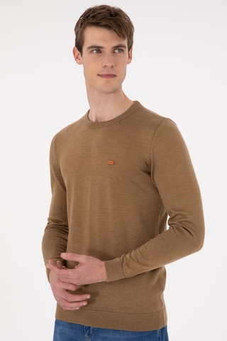U.S. Polo Assn. Erkek Slim Fit Bisiklet Yaka Haki Melanj Kazak 50297040-VR125