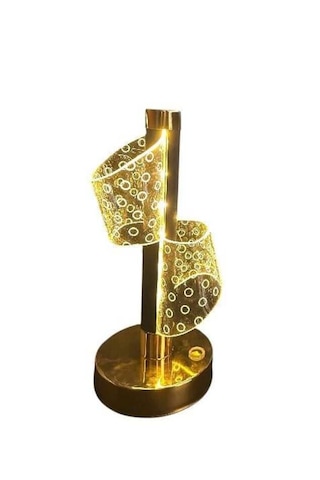 Daire Yansımalı Dekoratif Gece Lambası Şarjlı Dimmerli Ve Enerji Tasarruflu Led Altın