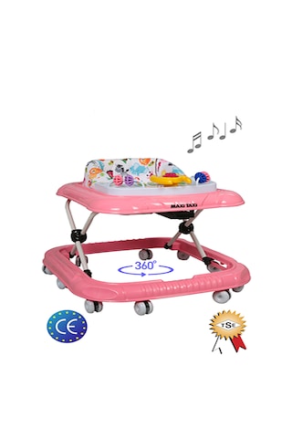 Maxi Taxi Walking Müzikli Işıklı Yürüteç Pembe