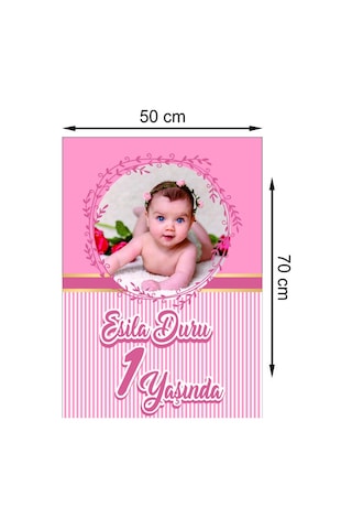 Kişiye Özel 50X70 Cm 1 Yaş Kız Bebek Doğum Günü Afiş Branda Baskı Kişiye Özel 50X70 Cm 1 Yaş Kız Bebek Doğum Günü Afiş Branda Baskı