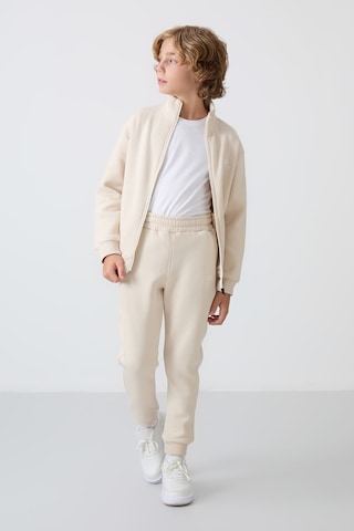 Tommy Life Bej Pamuklu Kalın İçi Tüylü Yumuşak Dokulu Standart Fit Nakışlı Erkek Çocuk Eşofman Takım - 11256 Bej