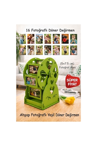 Ahşap Fotoğraflı Değirmen Yeşil