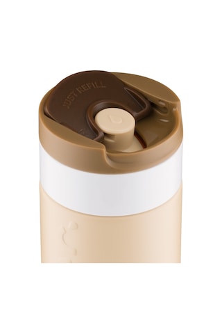 Dopper Travel Mug Yalıtımlı Termos Bardak 400 Ml - Toprak Kahvesi Açık Kahve / Beyaz