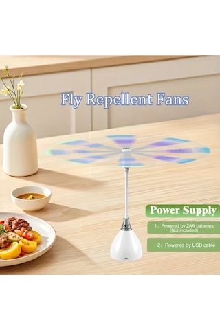Boatshop1 2 Adet Sinek Kovucu Fan Yumuşak Kanatlı Usb Veya Pil İle Çalışan Sinek Savar Mutfak Piknik Yemek Masası İçin