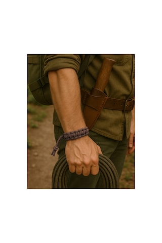 Taktik 3'lü Paracord Survival Bileklik Siyah-haki-kahverengi Çok Renkli