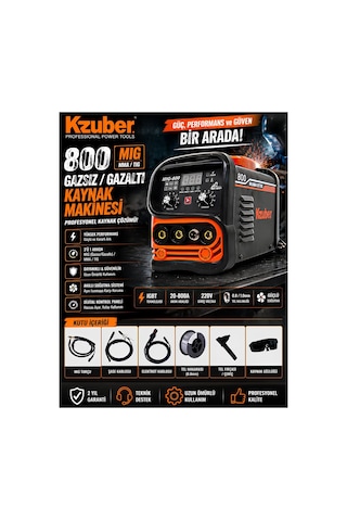 Kzuber Kzuber800 Mıg-800 Yeni Nesil Gazsız Gazalti Kaynak Makinesi German Style