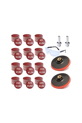 Ugr Cırt Zımpara Seti Matkap Aparatı Gözlük 115 Mm 125 Parça N11.6968