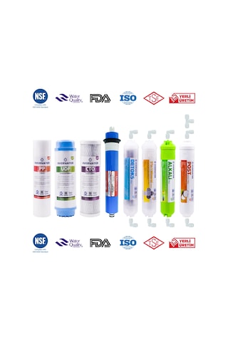 OverWater Açık Kasa Su Arıtma Cihazı 8 Li Filtresi Seti 12 Aşamalı Özel Sarım Membran Filtre