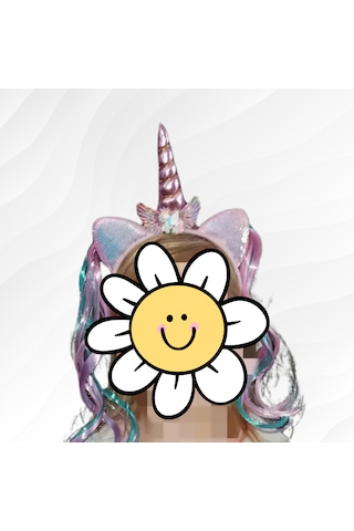 Unicorn Parlak Saç Bandı Postiş Renkli Saçlı Doğum Günü Hediyesi Pembe Pony Taç