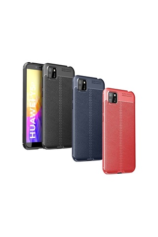Huawei Y5p Kılıf Focus Deri Desen Silikon Arka Kapak