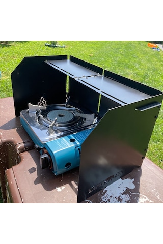Kamp Ayısı Windshield Mat Siyah Katlanır 1mm Mentelşeli Metal Rüzgarlık - Özel Çantalı Siyah
