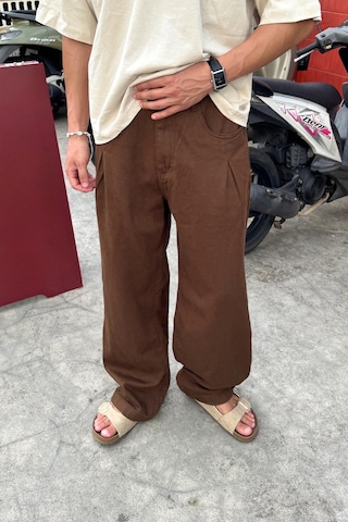 Flaw Pileli Gabardin Pantolon Kahverengi Kahverengi