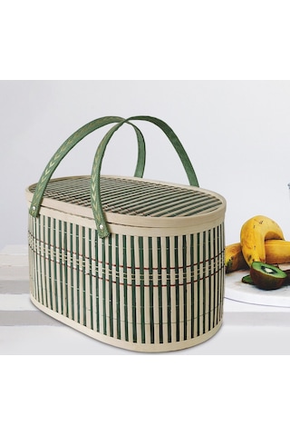 Suntek Bambu Dokuma Meyve Ekmek Kek İçin Dokuma Sepet