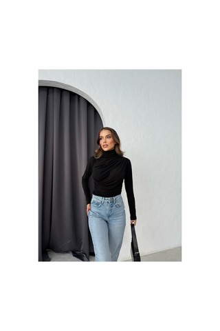 Unika Boutique Büzgülü Bluz siyah