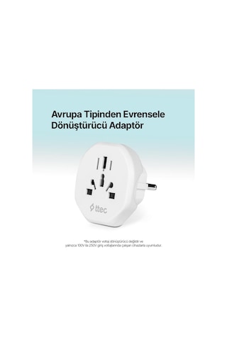 Ttec Akım Korumalı 10a/250v Amerikan/avrupa/ingiliz Tipi Priz Dönüştürücü Priz Çevirici Adaptör Priz