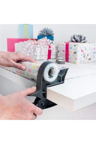 Yuntech01 Sarıcı Kağıdı Tutucu Ve Bant Dağıtıcı - Kesici Fonksiyonlu Abs Malzeme - Ev Ve Ofis İçin Dayanıklı Paketleme Aracı Gri 1 Adet