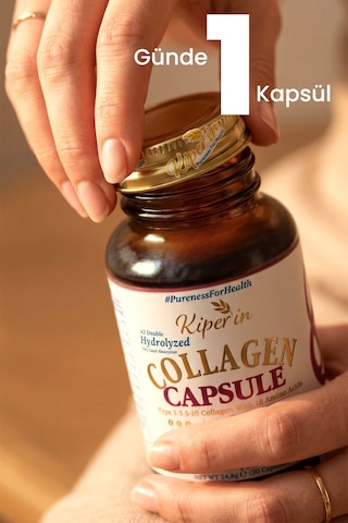 Kiperin Tip 1-3-5-10 Çift Hidrolize Multi Kolajen Takviye Edici Gıda 30 Kapsül