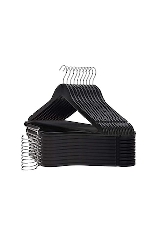 Orret Home 6 Adet Ahşap Görünümlü 360 Döner Plastik Elbise Askısı Esnek Ve Dayanıklı Mont Kaban Askısı Ağır Hizmet Tipi Gardrop İçi Kıyafet Askısı 6, Siyah 50cm