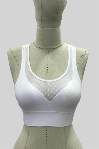 Emay 4027 Seamless Tül Pedli Toparlayıcı Sütyen Korse Beyaz